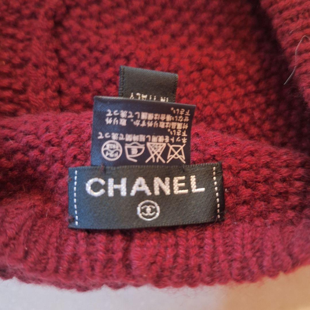 CHANEL バーガンディ ニットベレー帽