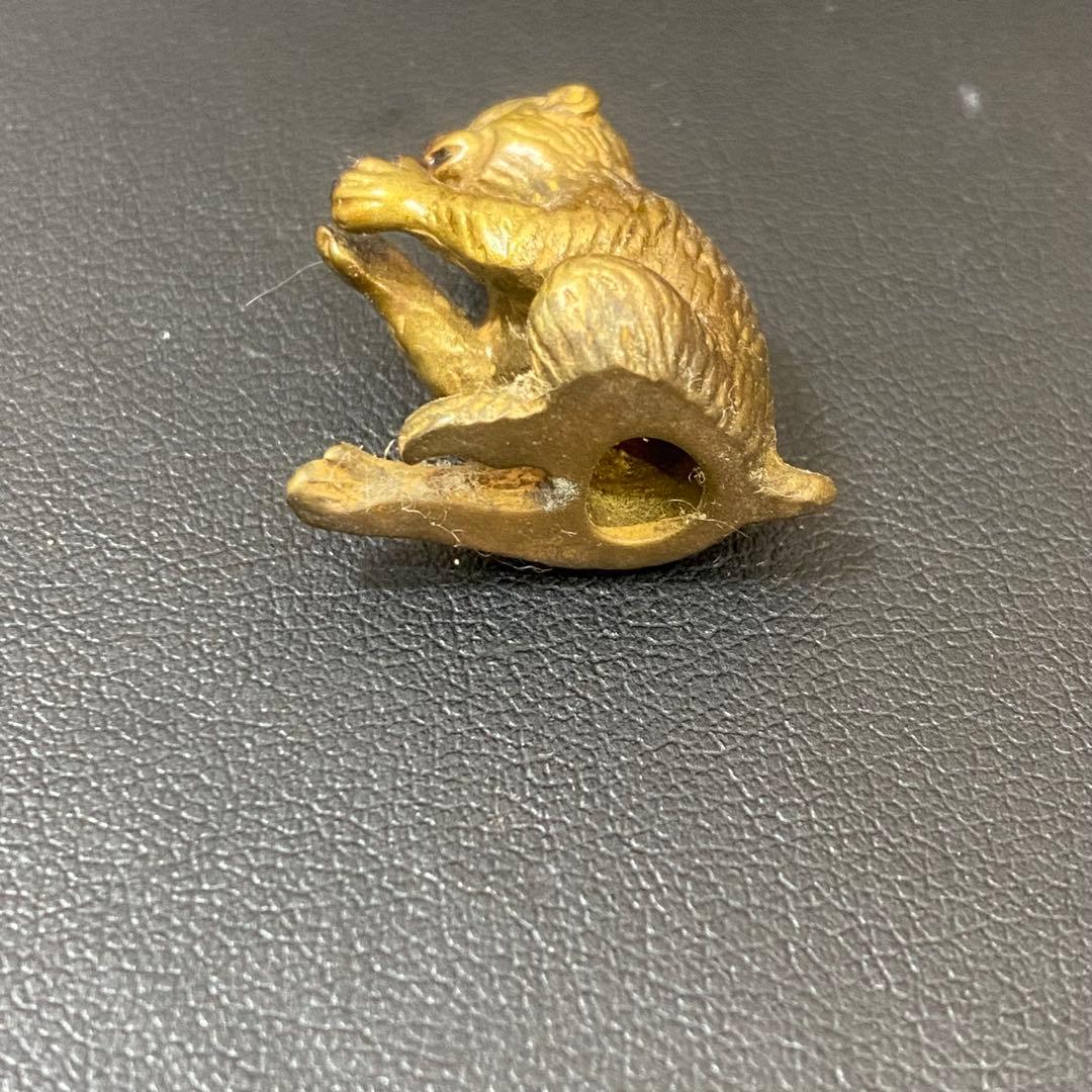 sh2269 銀製　猿香立　香木 朱印付き木製箱　清課堂　京都