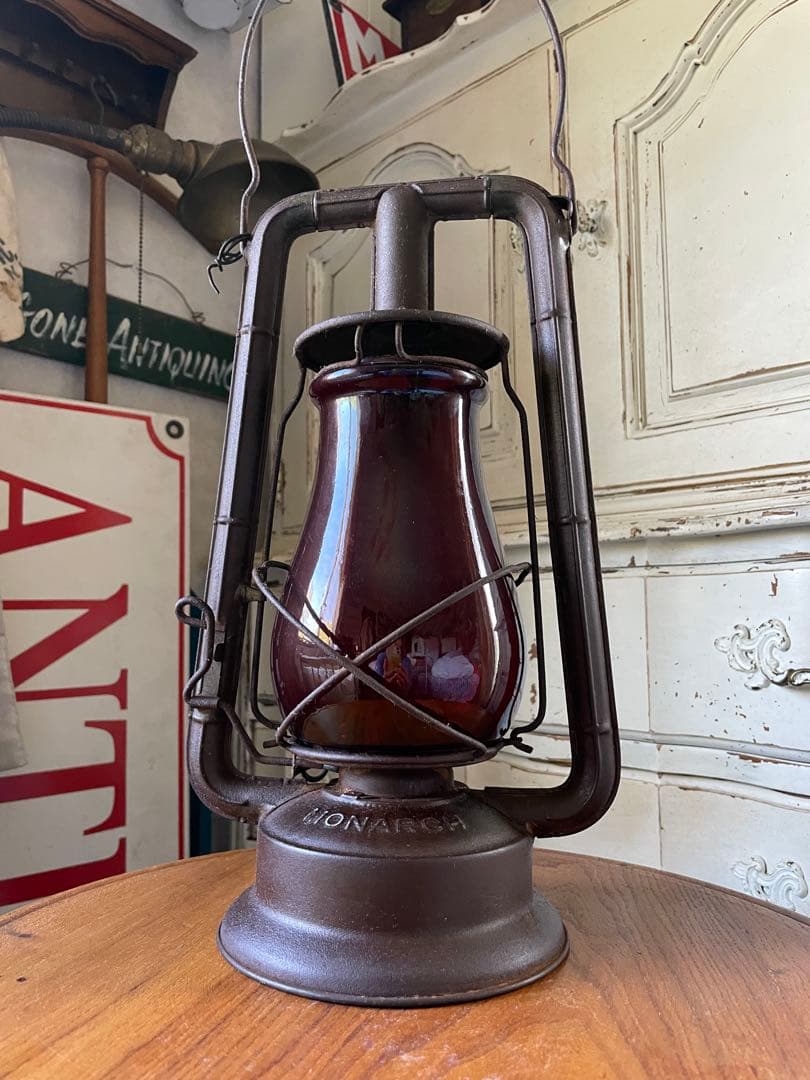 アンティーク　ランタン　デイツ　レッド　オイル　ランプ　100年　アメリカ　レア