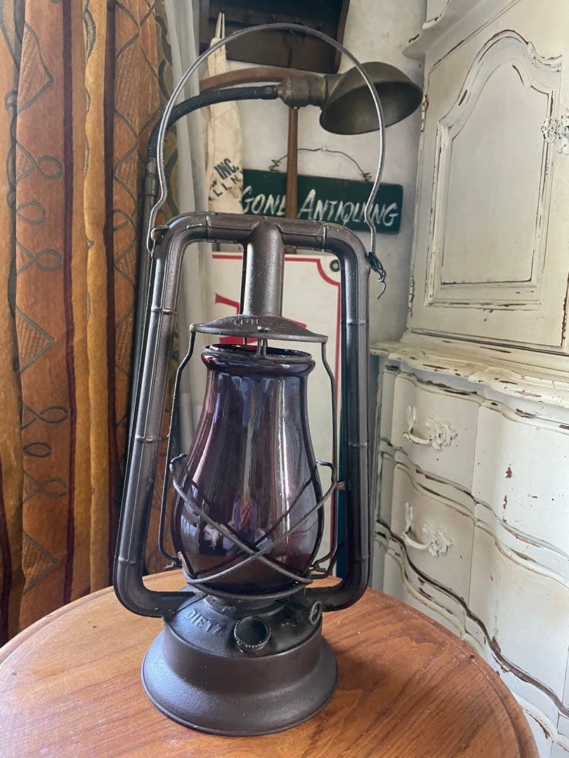 アンティーク　ランタン　デイツ　レッド　オイル　ランプ　100年　アメリカ　レア