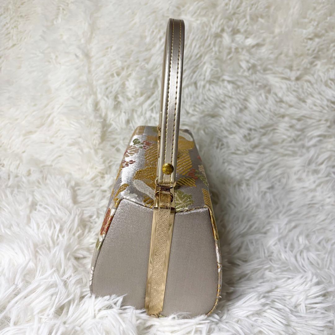 和装 フォーマルバッグ 金襴 花文様 シャンパンゴールド 式典 留袖 訪問着