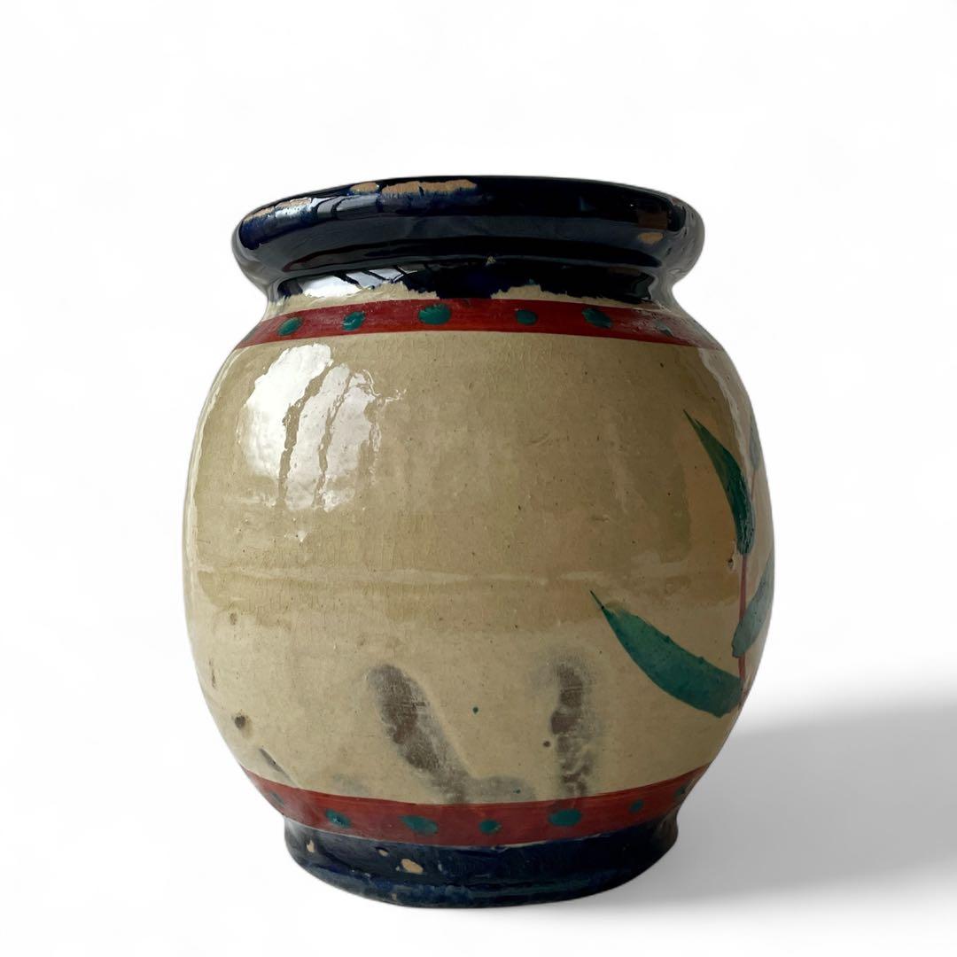 【希少】小橋川仁王 赤絵 水指 共箱 茶道具 花瓶 民藝 陶器 壺屋焼 やちむん