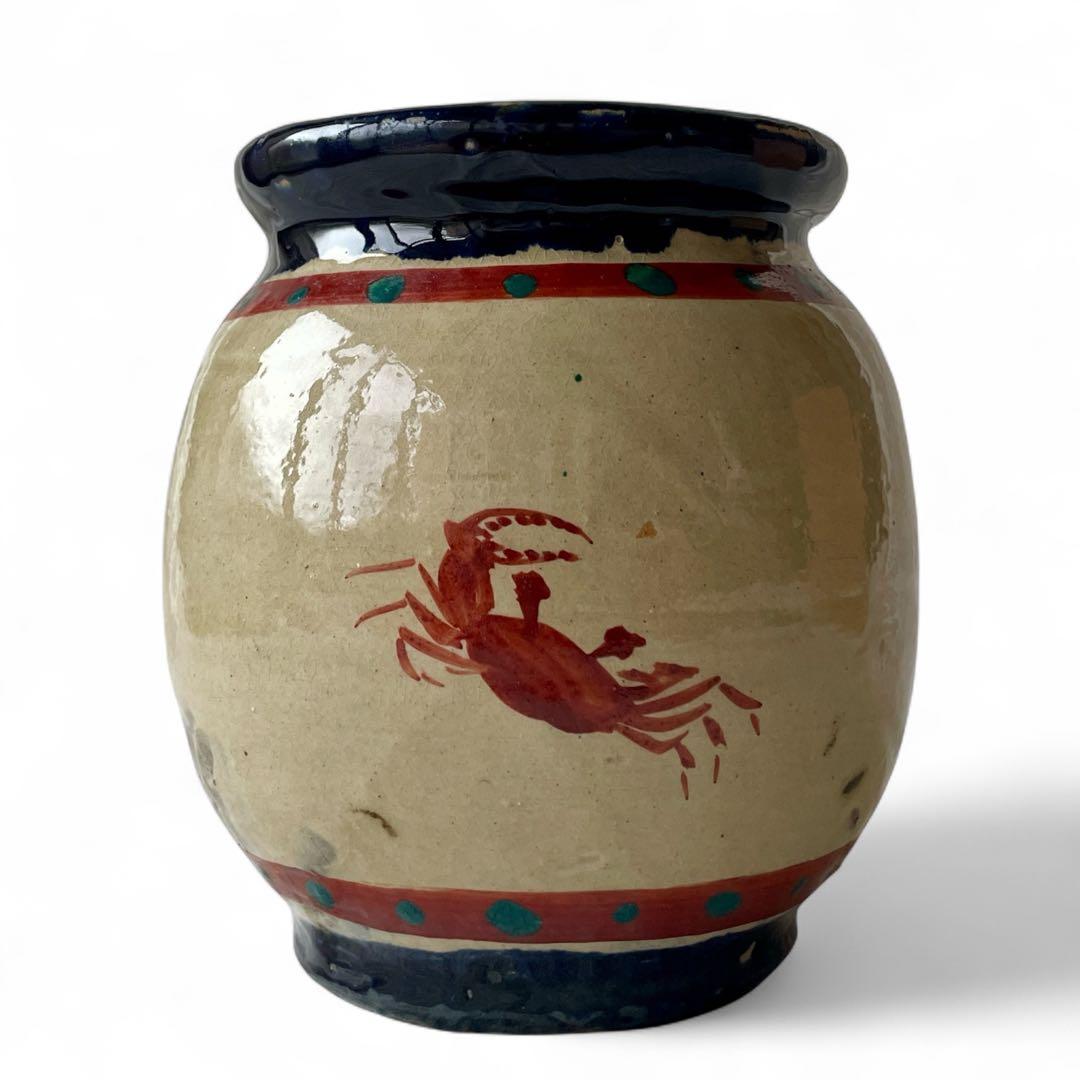 【希少】小橋川仁王 赤絵 水指 共箱 茶道具 花瓶 民藝 陶器 壺屋焼 やちむん