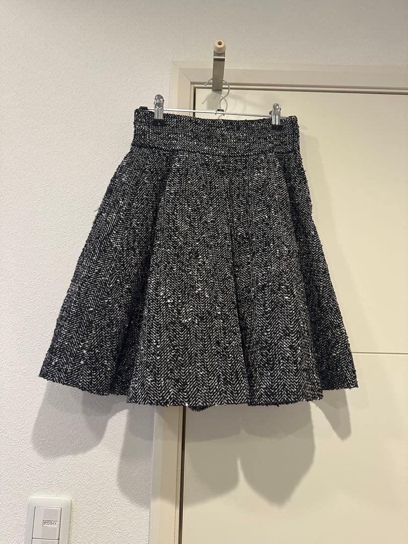 SEVEN TEN ツイードハイウエストフレアキュロット(ヘリンボーン) XS