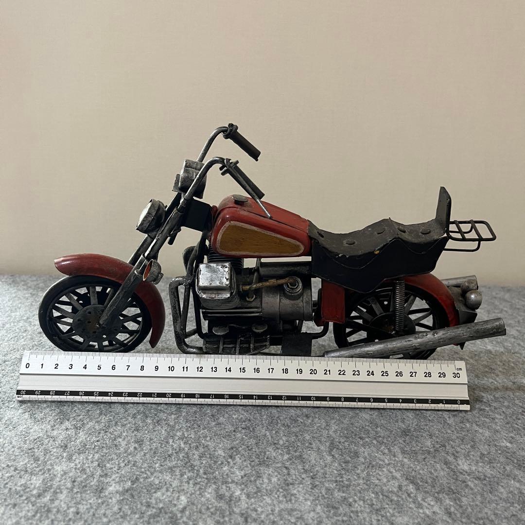 ブリキ製 ヴィンテージ風 バイク置物 インテリア レトロ 熊手 モーターサイクル