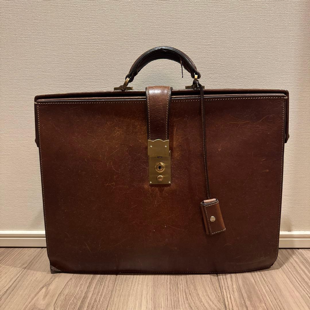 万双 ブライドル 細マチダレス ブラウン　レザー ビジネスバッグ ロック付