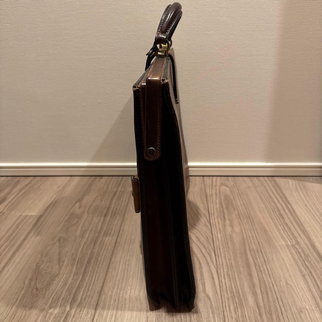 万双 ブライドル 細マチダレス ブラウン　レザー ビジネスバッグ ロック付