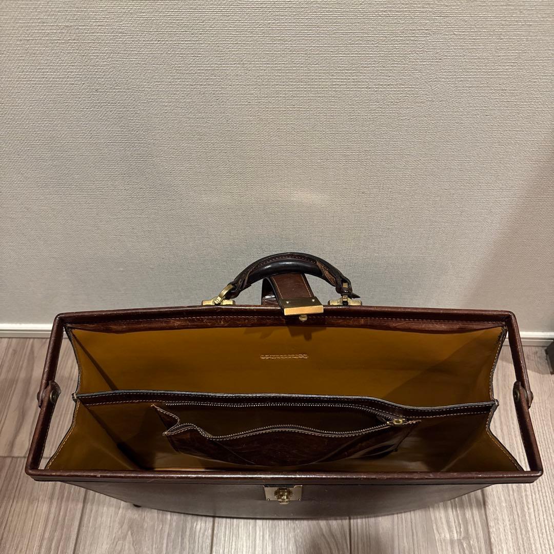 万双 ブライドル 細マチダレス ブラウン　レザー ビジネスバッグ ロック付