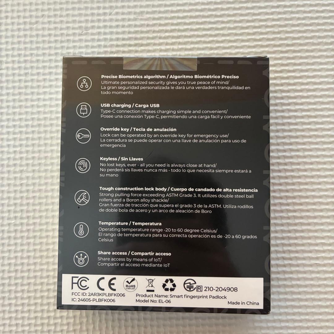 【新品】Prezlock 指紋認証 スマート南京錠 IP65 防水 アプリ連携