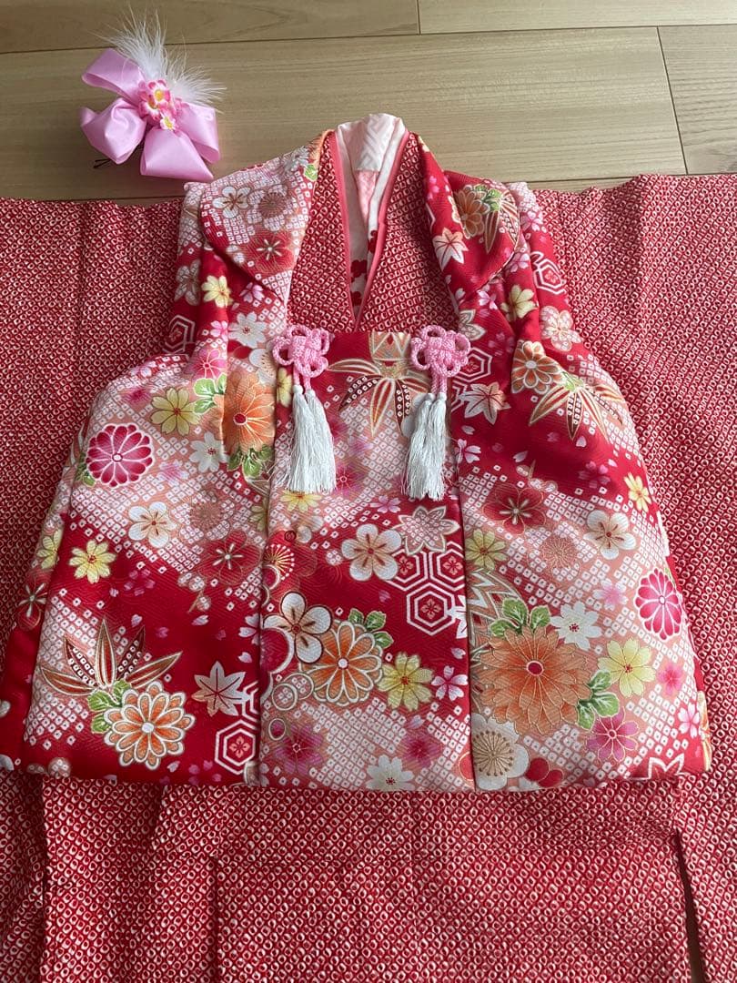七五三　女の子　３歳　着物と被布　雛祭り