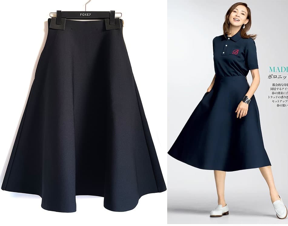 マディソンブルー*2025年最新 定番ダブルフェイスミモレフレアスカート 00