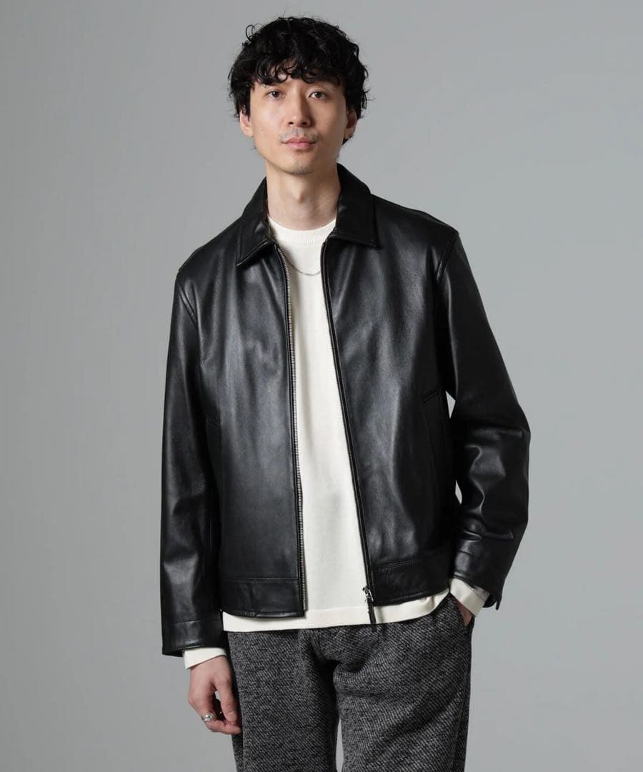 新品　ライトラムナッパシングルライダース　nano universe 羊革