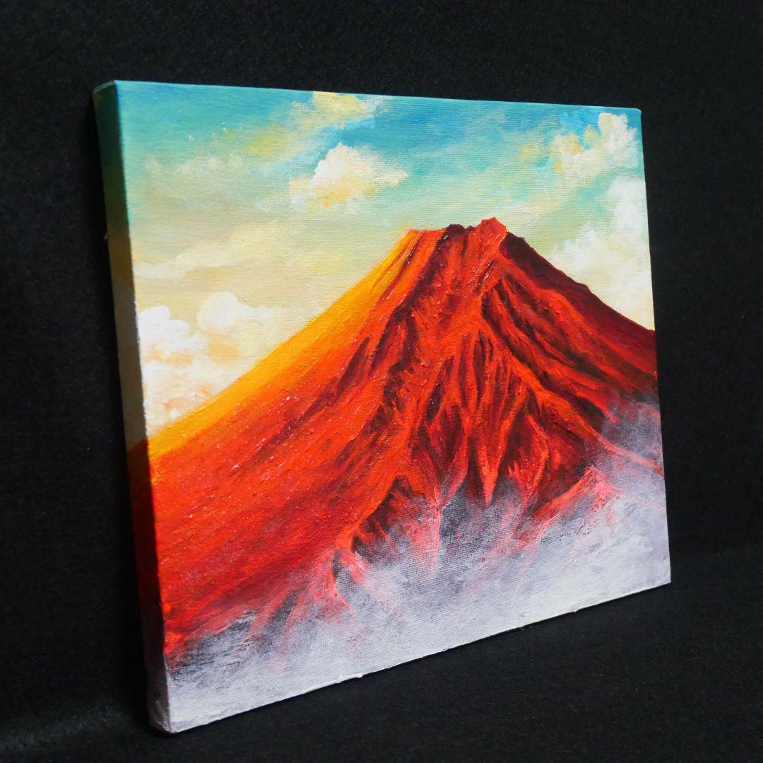 油絵 油彩 油彩画 絵 絵画 【朝焼けの紅富士】
