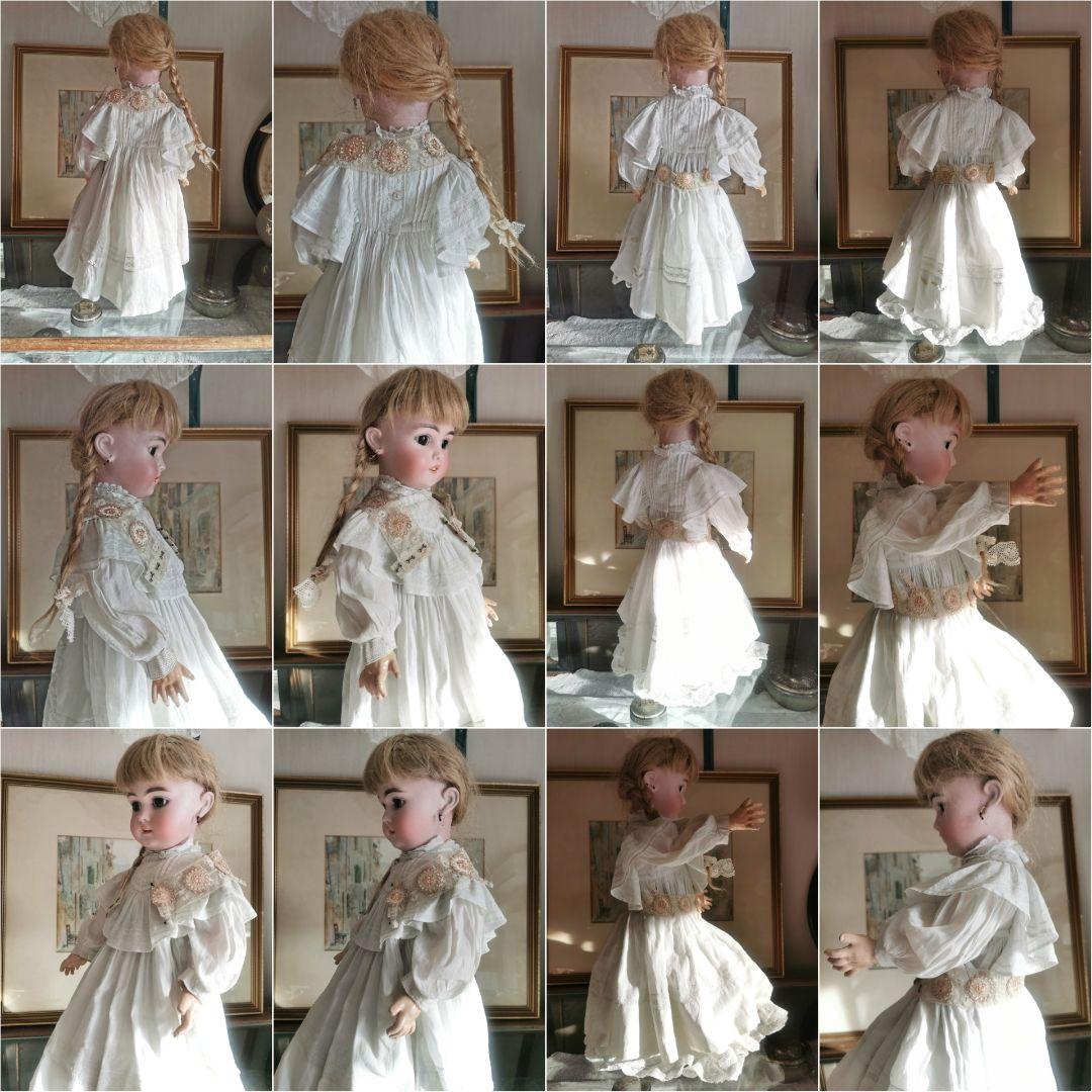 アンティークフランス 付け襟＆ウェストベルト ヴァレンシエンヌ＆花刺繍アップリケ