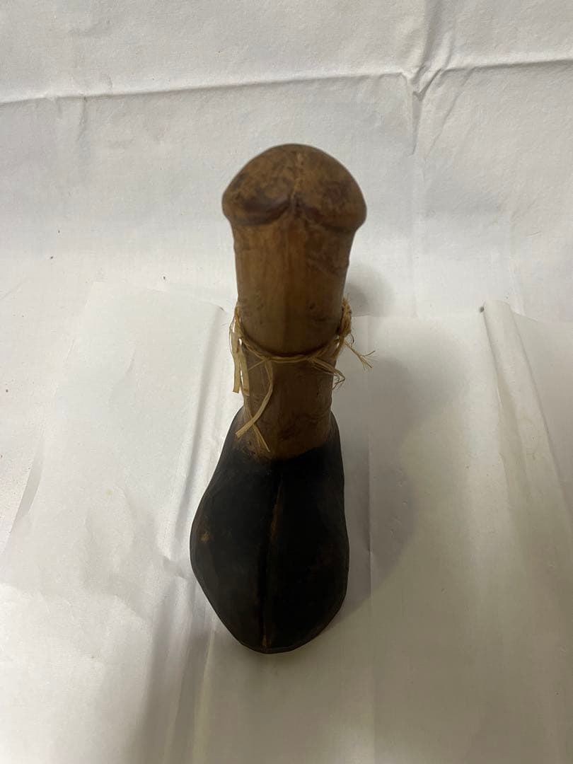 民芸品 木彫り 性神 信仰人形 ガラスケース入り／夫婦和合・安産祈願／詳細不明