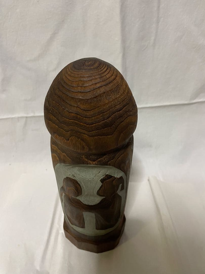 民芸品 木彫り 性神 信仰人形 ガラスケース入り／夫婦和合・安産祈願／詳細不明