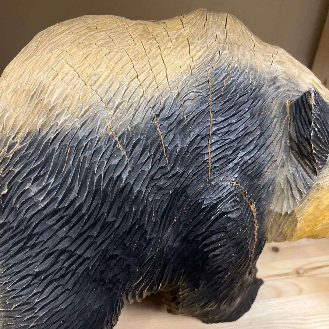 木歩　八雲熊　木彫り熊　ガラス目　引間二郎作　1980年　八雲エイト