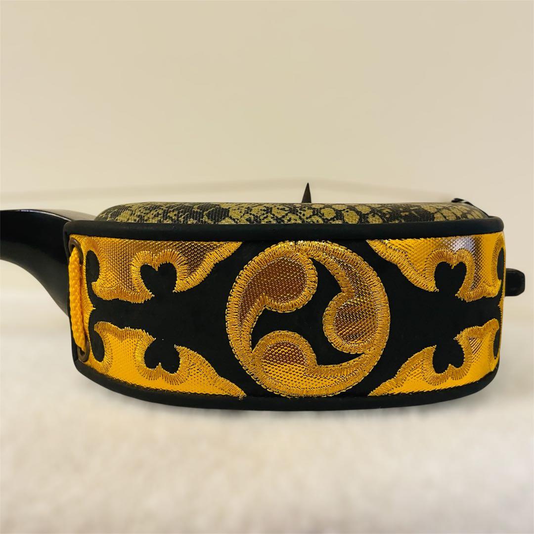 【美品】沖縄三線 人工皮革 蛇柄 胴巻き カラクイ全木　初心者向け