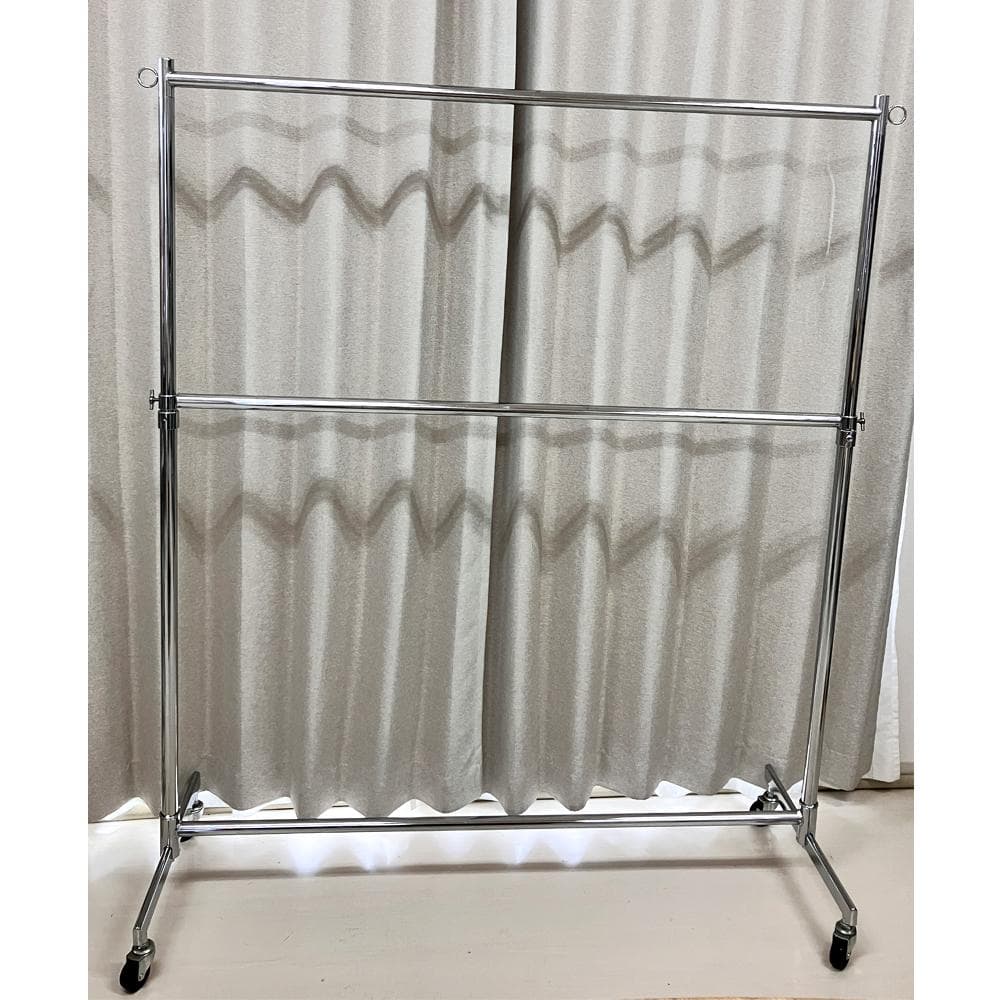 #2772-シルバー　期間限定お値下げ　重量用2段ハンガーラック　シルバー