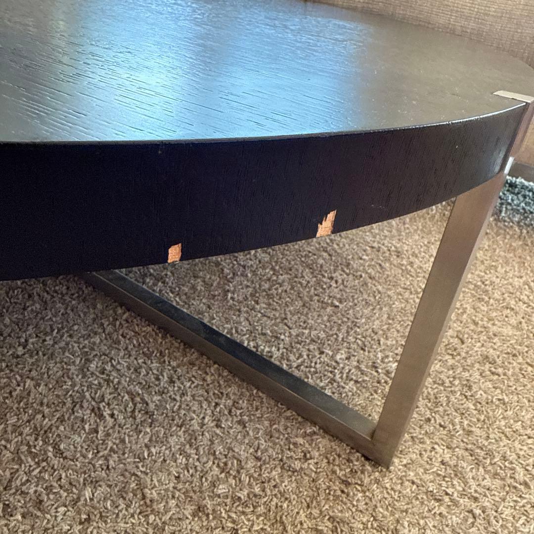 円形黒木製テーブル 金属脚付き　アクタス　ACTUS ローテーブル　MAXXA