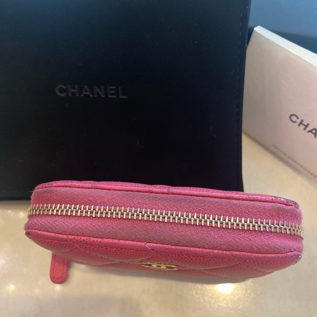 CHANEL パース　ピンク　キャビアスキン　ケース　箱　保存袋有り