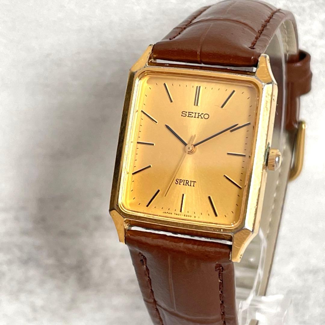 稼動品　SEIKO セイコー　SPIRIT ゴールド　スクエア　タンク　腕時計