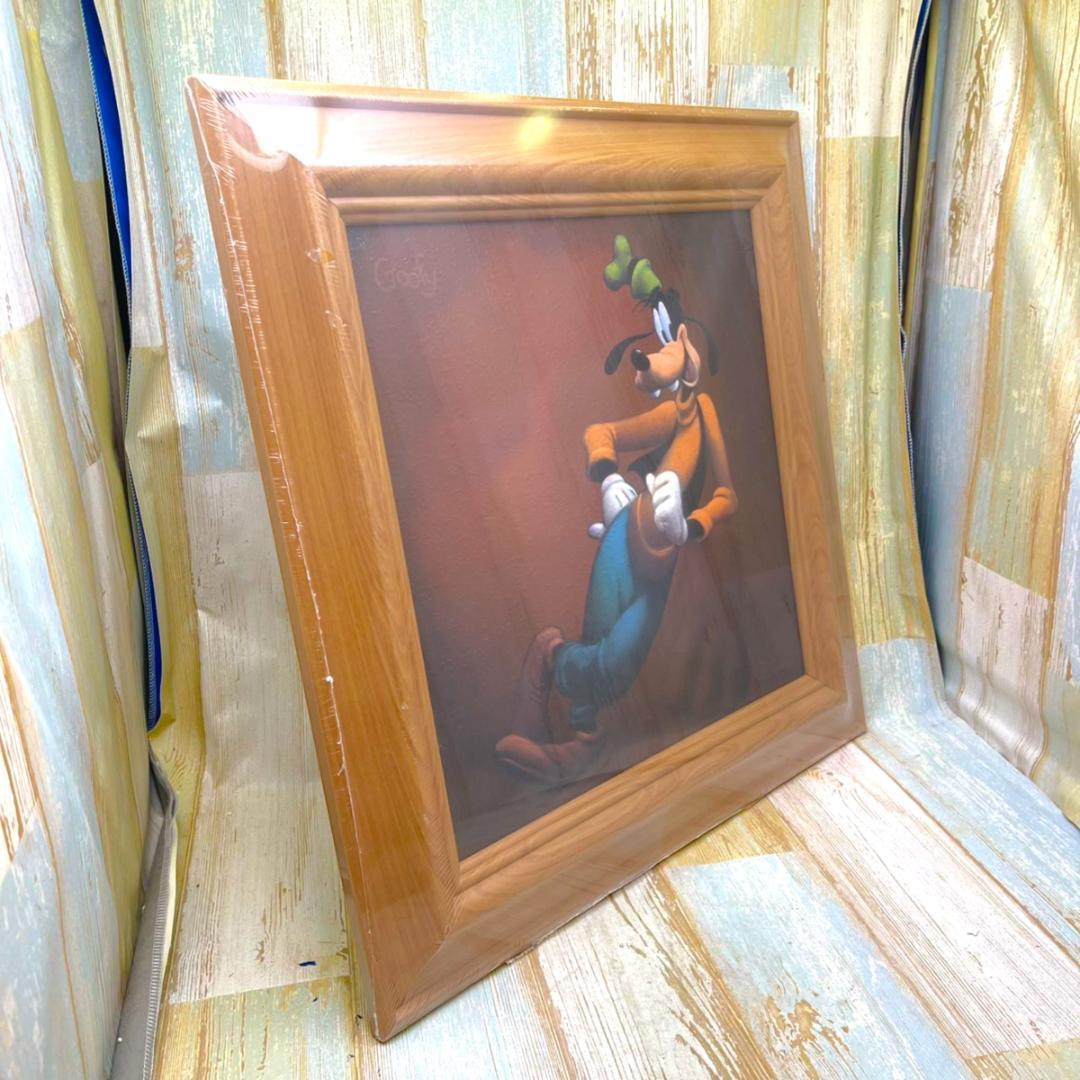 新品★グーフィー Goofy 油絵風 額縁 絵 絵画 木製 シック★ディズニー