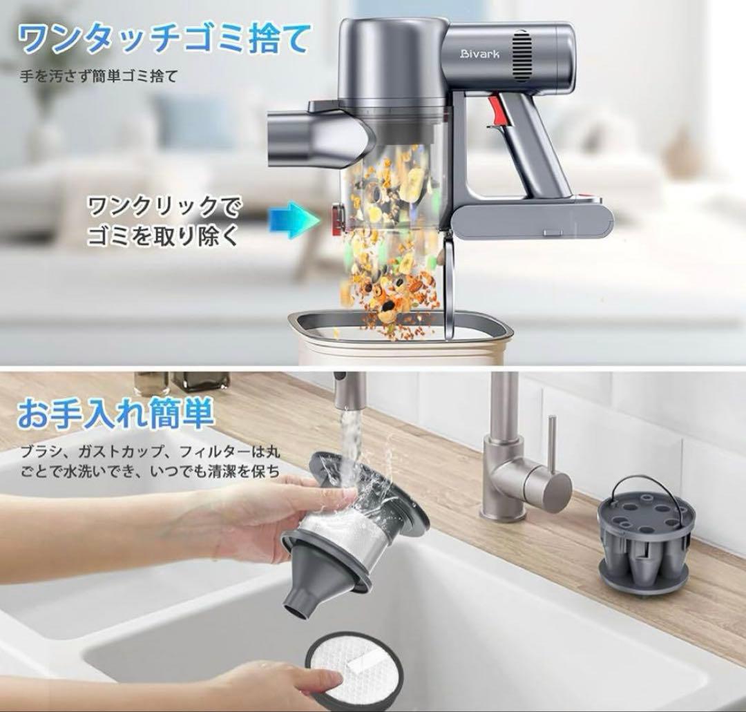 【新品未使用】コードレス掃除機 LEDライト付＆50Kpa強力吸引＆自立式