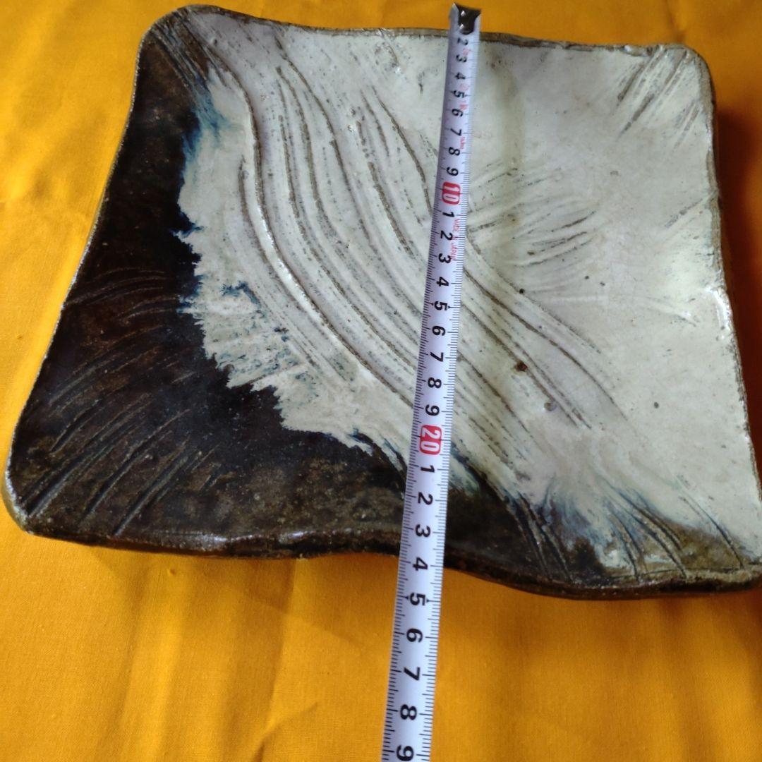 『朝鮮唐津四方皿』鏡山窯　井上東也　茶道具