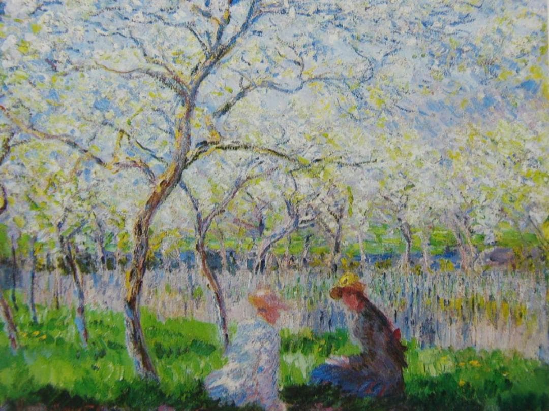 クロード・モネ、春、希少な画集より、新品高級額・額装付