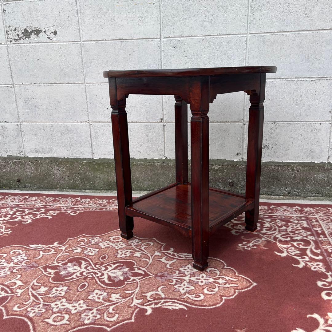 古家具ビンテージ品◾️木製無垢材 丸テーブル/ ラウンドテーブル 飾り台 花台