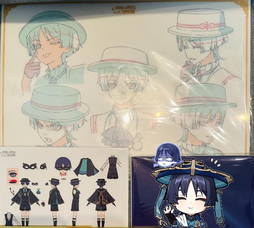 原神fes 放浪者フェスvipチケット 特典PVCデスクマット原画 ポストカード