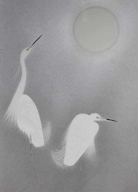 上村松篁 【月・雪月花三題】 シルクスクリーン