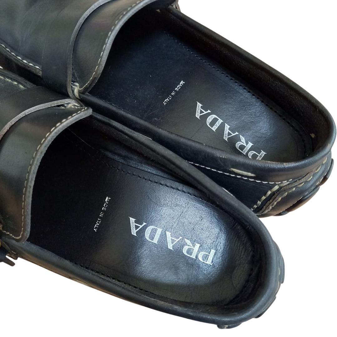 即日配送★ PRADA プラダ ドライビングシューズ ブラック レザー 28