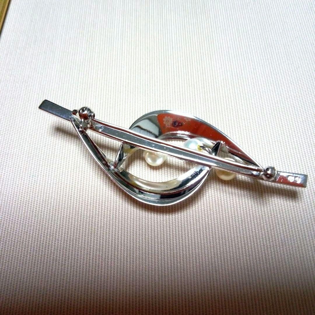 MIKIMOTO シルバー リーフ型 ヴィンテージブローチ