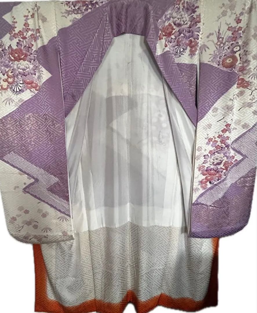 三越購入品・高級振袖フルセット紫✖︎白駒刺繍金彩