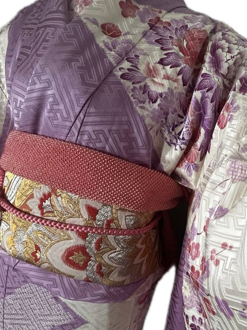 三越購入品・高級振袖フルセット紫✖︎白駒刺繍金彩