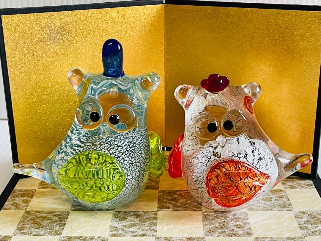 博多びーどろ粋工房　ガラスふくろうお雛様