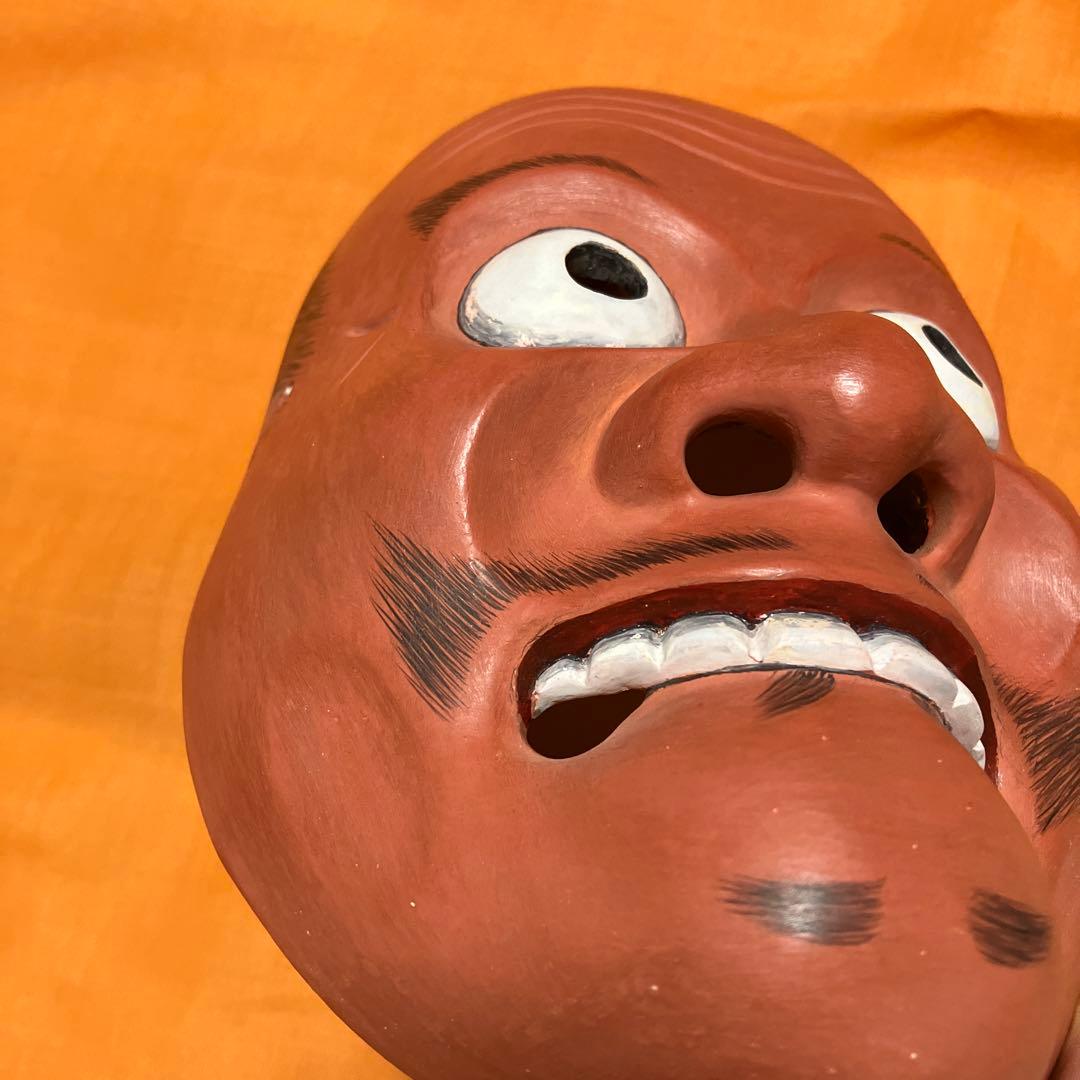 美品　能面　とびで　木彫り　手彫り