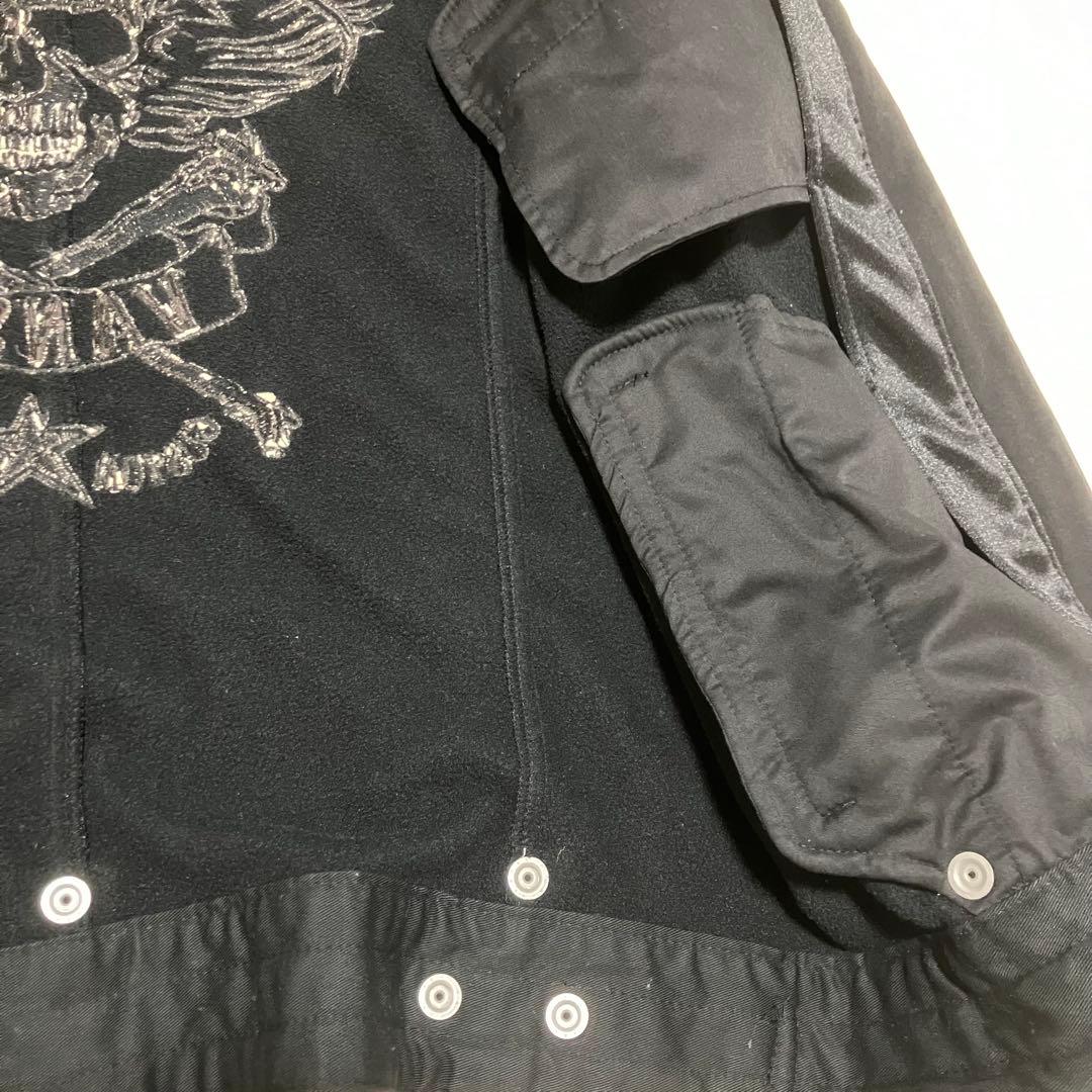 バンソン VANSON スカル刺繍 ボンディング ライダースジャケット XXL