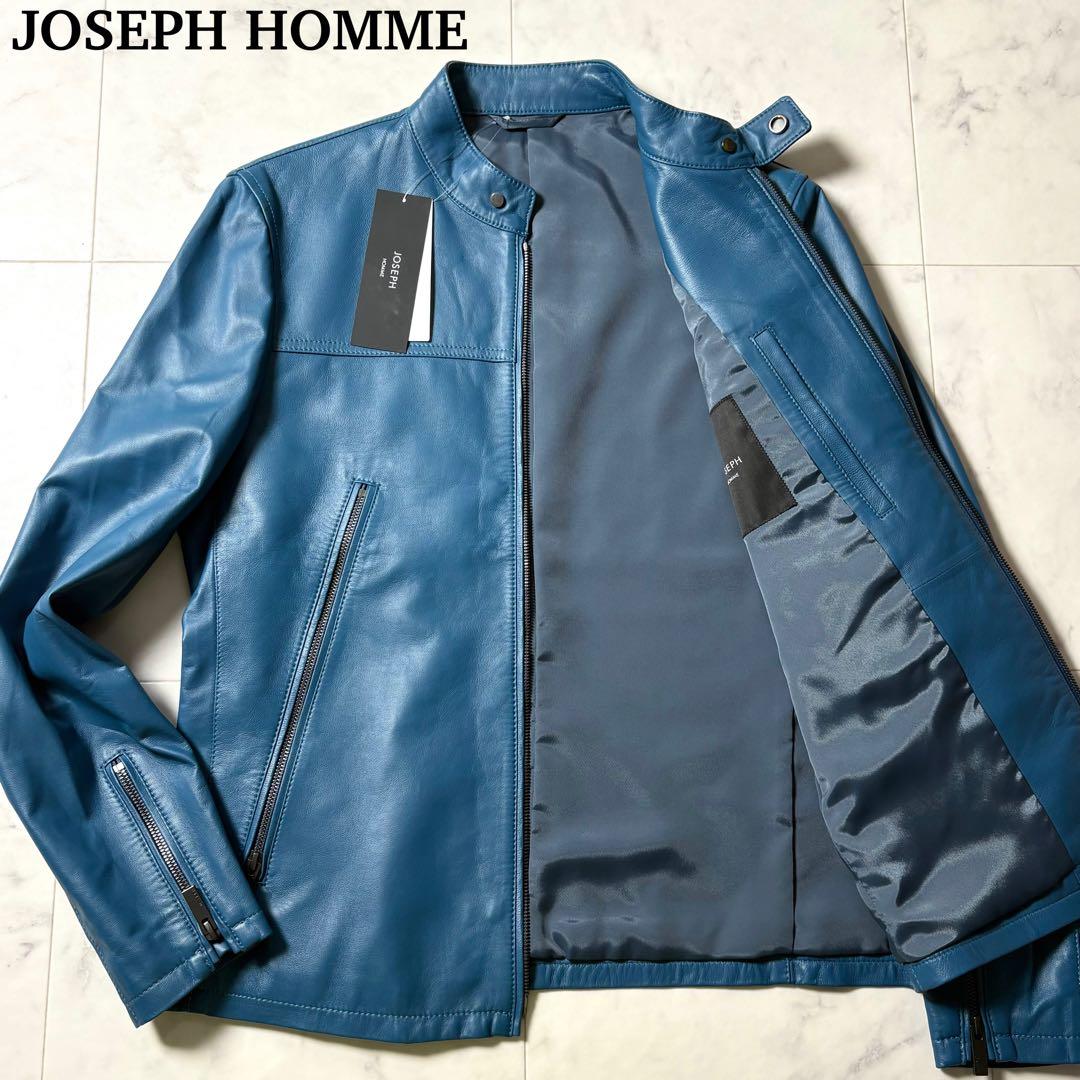【未使用タグ付き】JOSEPH ラムレザー ライダースジャケット 46/M