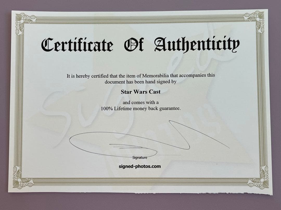 スターウォーズ　直筆サイン　２名　レイア姫　ハンソロ