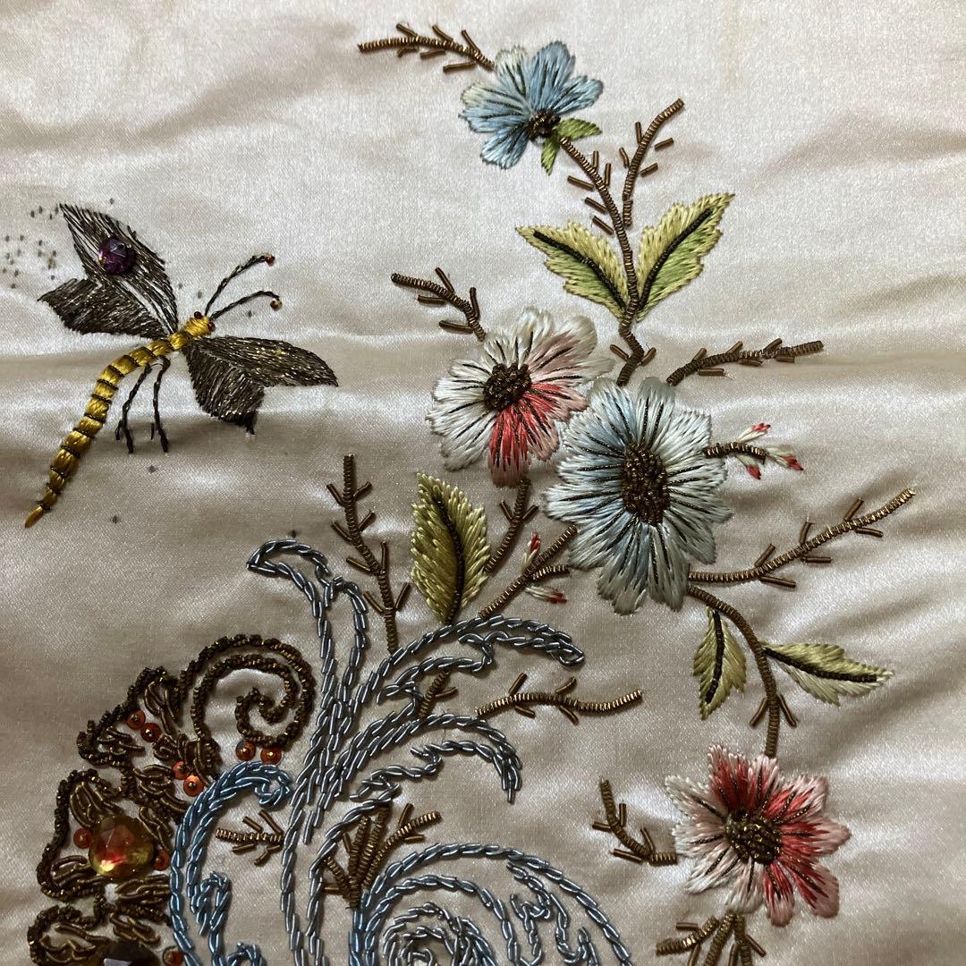 フランスアンティーク　刺繍　シルク　ケース