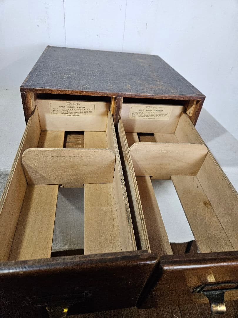 USアンティーク WINEL社製 木製のファイルキャビネット カードホルダー