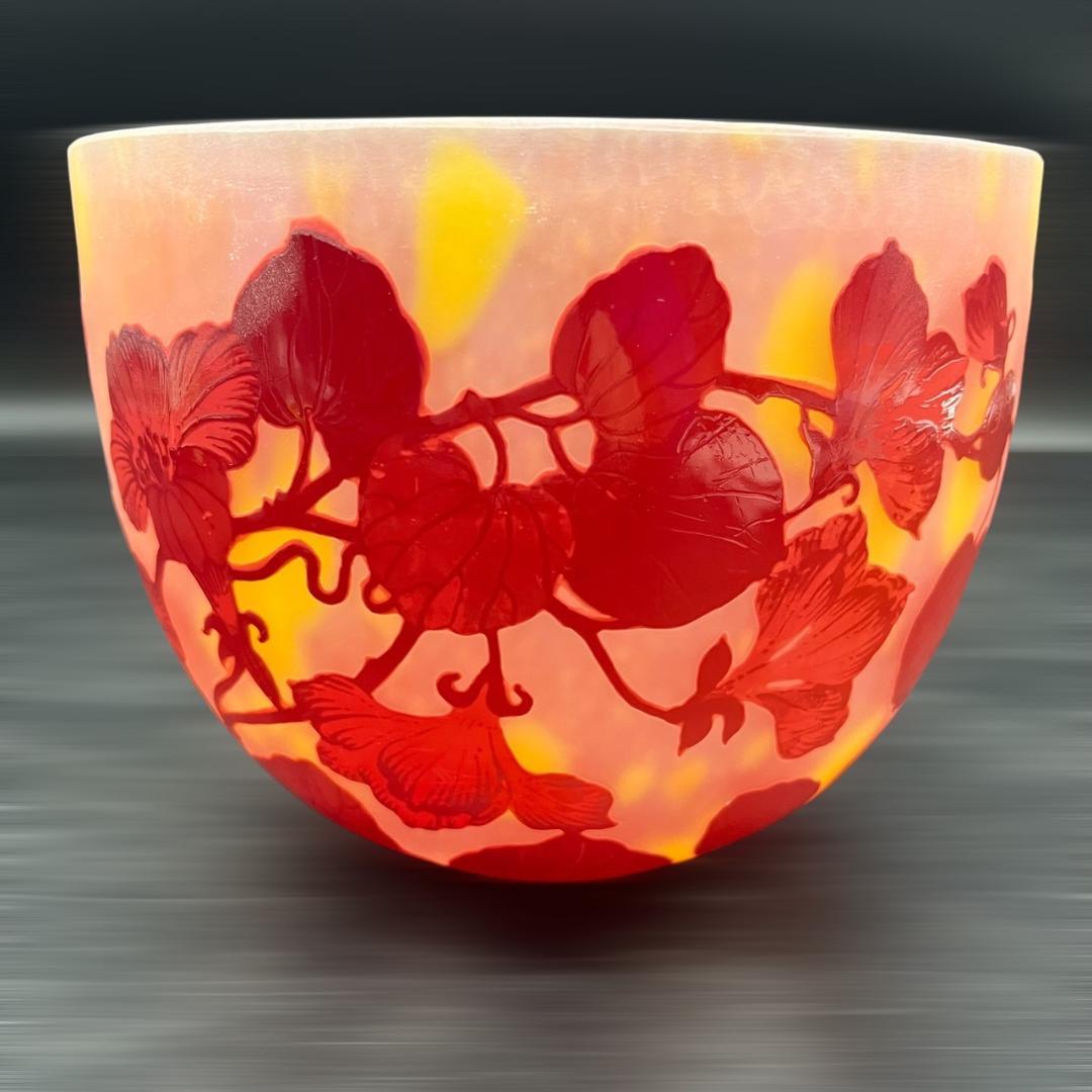 【証明書】エミールガレ　ボンボニエール　カメオ彫り　被せガラス　高さ17cm