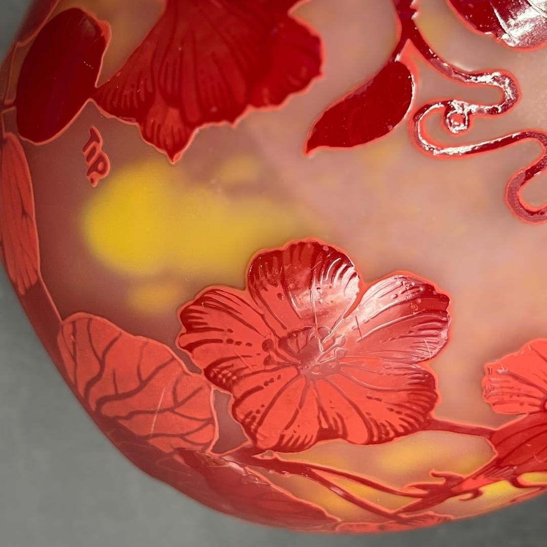 【証明書】エミールガレ　ボンボニエール　カメオ彫り　被せガラス　高さ17cm