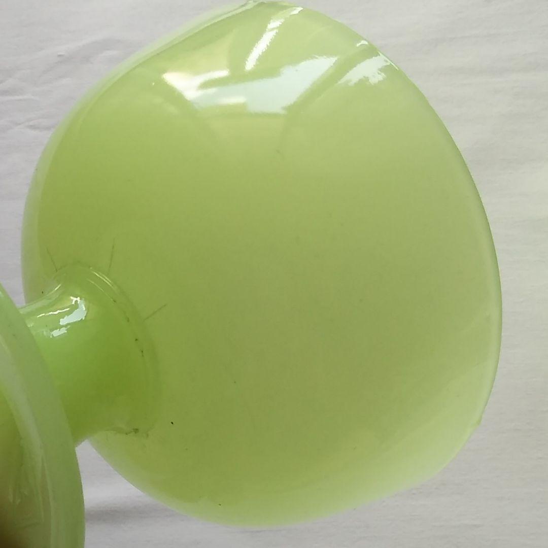 レモンイエローの氷コップ 2点【骨董 アンティーク ウランガラス】