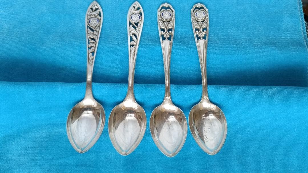 【希少】大阪ロータリークラブ銀製エレガントな 小匙 4本