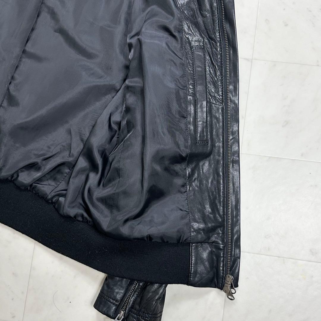 〈美品〉BACK NUMBER【M】フード付き レザーライダースジャケット 黒