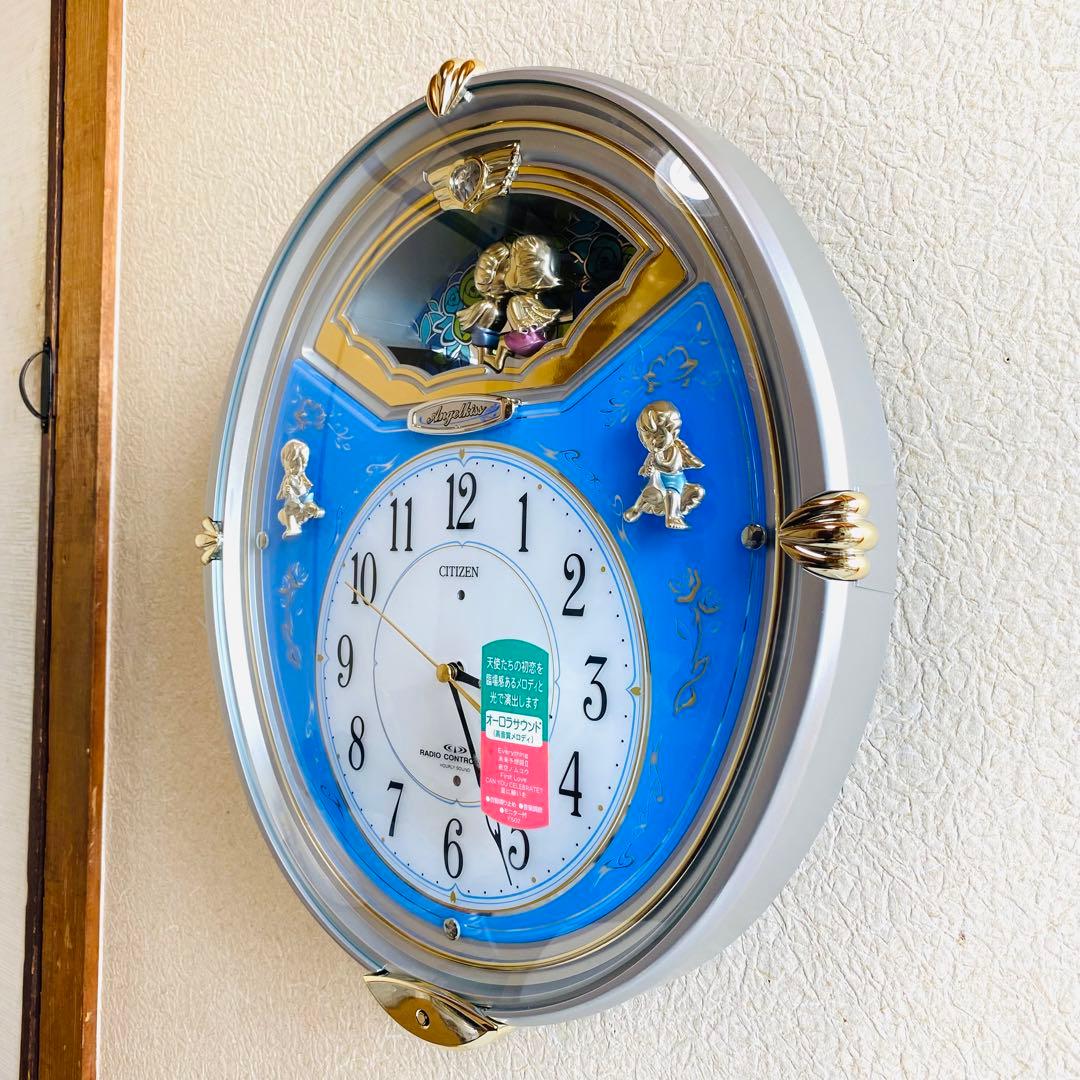 シチズン エンジェルキス 電波掛け時計 6曲メロディ入り 4MN404